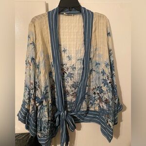 Lovestitch Blue and White Striped Kimono